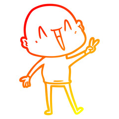 warm gradient line drawing happy cartoon bald man