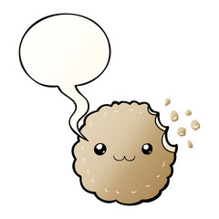 cartoon biscuit and speech bubble in smooth gradient style