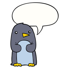 cartoon penguin and speech bubble