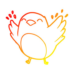 warm gradient line drawing cartoon robin flapping wings