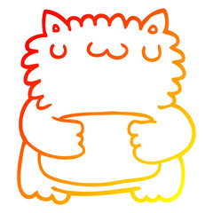 warm gradient line drawing cartoon bear