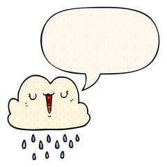 cartoon storm cloud and speech bubble in comic book style