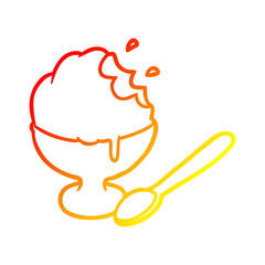 warm gradient line drawing ice cream dessert in bowl