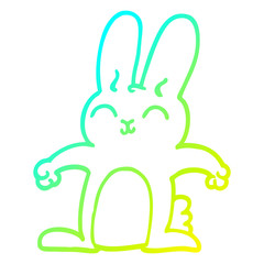 cold gradient line drawing happy cartoon rabbit