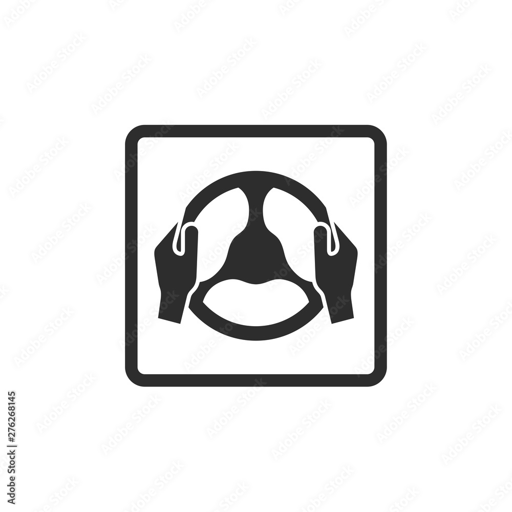 Poster car steering wheel and driver's hands icon symbol template black color editable. simple logo vector 