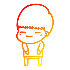 warm gradient line drawing cartoon smug boy