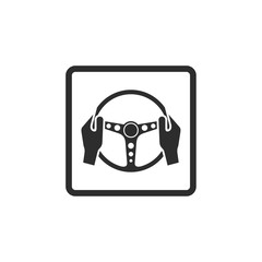 Car steering wheel and driver's hands icon symbol template black color editable. simple logo vector illustration for graphic and web design.