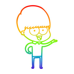 rainbow gradient line drawing happy cartoon boy