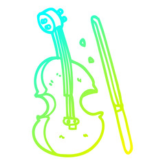 cold gradient line drawing cartoon violin and bow