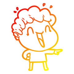 warm gradient line drawing cartoon happy man
