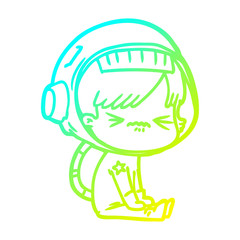 cold gradient line drawing angry cartoon space girl