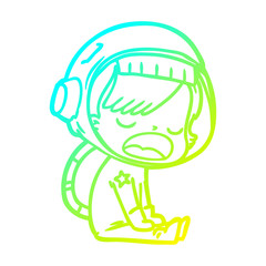 cold gradient line drawing cartoon talking astronaut