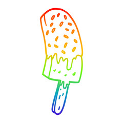 rainbow gradient line drawing cartoon ice cream lolly