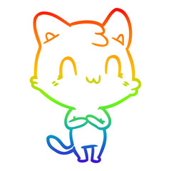rainbow gradient line drawing cartoon happy cat