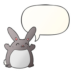 cartoon rabbit and speech bubble in smooth gradient style