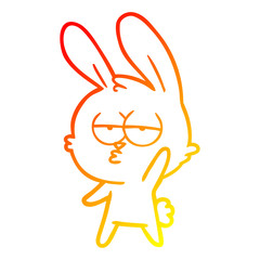 warm gradient line drawing cute cartoon rabbit
