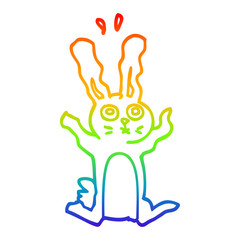 rainbow gradient line drawing cartoon excited rabbit