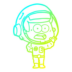 cold gradient line drawing cartoon surprised astronaut