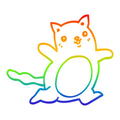 rainbow gradient line drawing cartoon cat