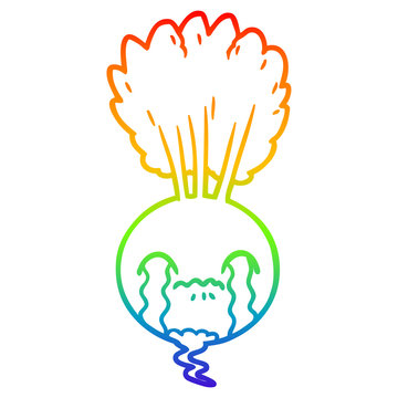 recommend clip art: rainbow gradient line drawing crying beet cartoon