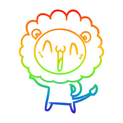 rainbow gradient line drawing happy cartoon lion