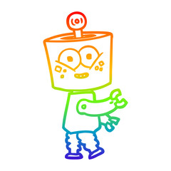 rainbow gradient line drawing happy cartoon robot
