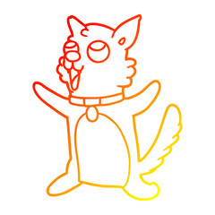 warm gradient line drawing cartoon dog