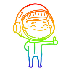 rainbow gradient line drawing happy cartoon astronaut