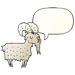 cartoon goat and speech bubble in smooth gradient style