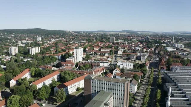 Drone Aerial View of G&ouml;ttingen in soft sunlight, Germany, Europe