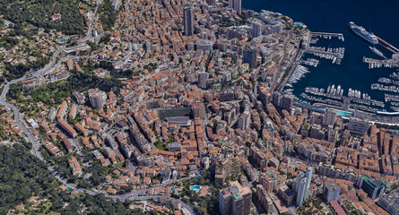 The most expensive city of Monaco Monte Carlo at noon from a height of 3 d