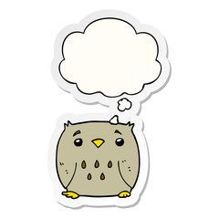 cartoon owl and thought bubble as a printed sticker