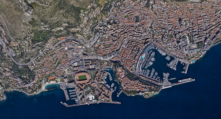 The most expensive city of Monaco Monte Carlo at noon from a height of 3 d