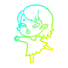 cold gradient line drawing cute cartoon vampire girl