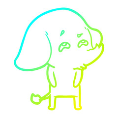 cold gradient line drawing cartoon elephant remembering