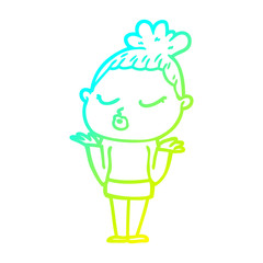 cold gradient line drawing cartoon calm woman
