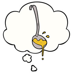 cartoon ladle of soup and thought bubble
