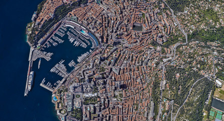 The most expensive city of Monaco Monte Carlo at noon from a height of 3 d