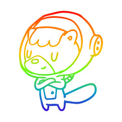 Fototapeta premium rainbow gradient line drawing cat astronaut animals