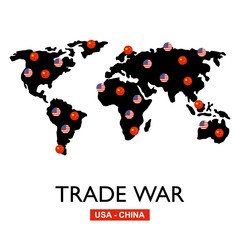 Trade war, USA versus China. America-China tariff business global exchange international.