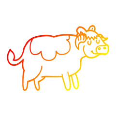 warm gradient line drawing cartoon cow