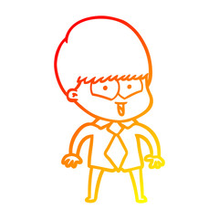 warm gradient line drawing cartoon happy boy