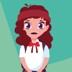 cute little student girl in poster back to school