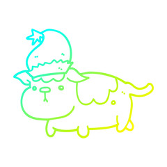 cold gradient line drawing cute christmas dog