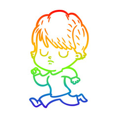 rainbow gradient line drawing cartoon woman