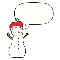 cartoon snowman and speech bubble