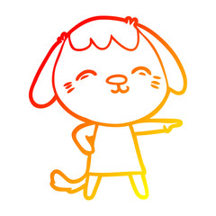 warm gradient line drawing happy cartoon dog