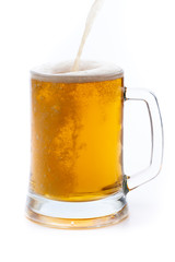 glass of beer on white background