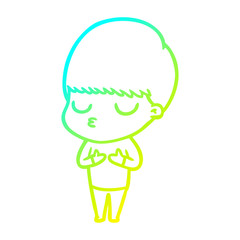 Obraz premium cold gradient line drawing cartoon calm boy