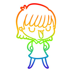rainbow gradient line drawing cartoon woman